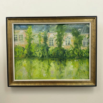 Rustic Cityscape Oil Painting "Green Garden" Original Large Art Holland Art Shop