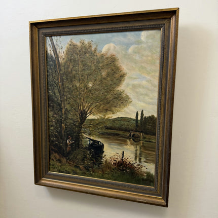 Expressive Landscape Oil Painting "Riverside Tree" Authentic Art Holland Art Shop