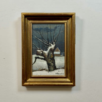 Original Landscape Oil Painting "Snowy Tree" Timeless Art Holland Art Shop