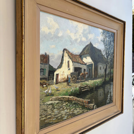 Expressive Farm Oil Painting "Thatched Cottage" Timeless Large Art Holland Art Shop