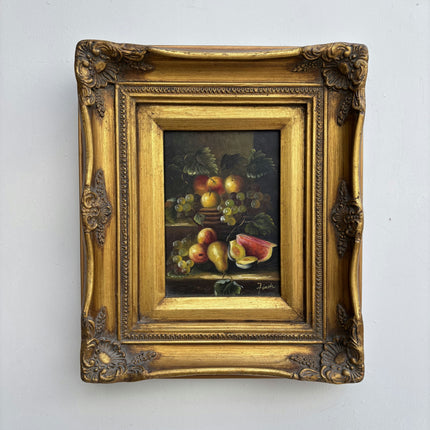 Rustic Floral Still Life Oil Painting "Fruit Bowl" Authentic Small Art Holland Art Shop