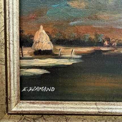 Expressive Winter Landscape Oil Painting "Full Moon" Refined Small Artwork Holland Art Shop