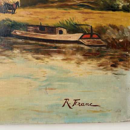 Vintage Landscape Oil Painting "Hay Cart" Elegant Large Art Holland Art Shop