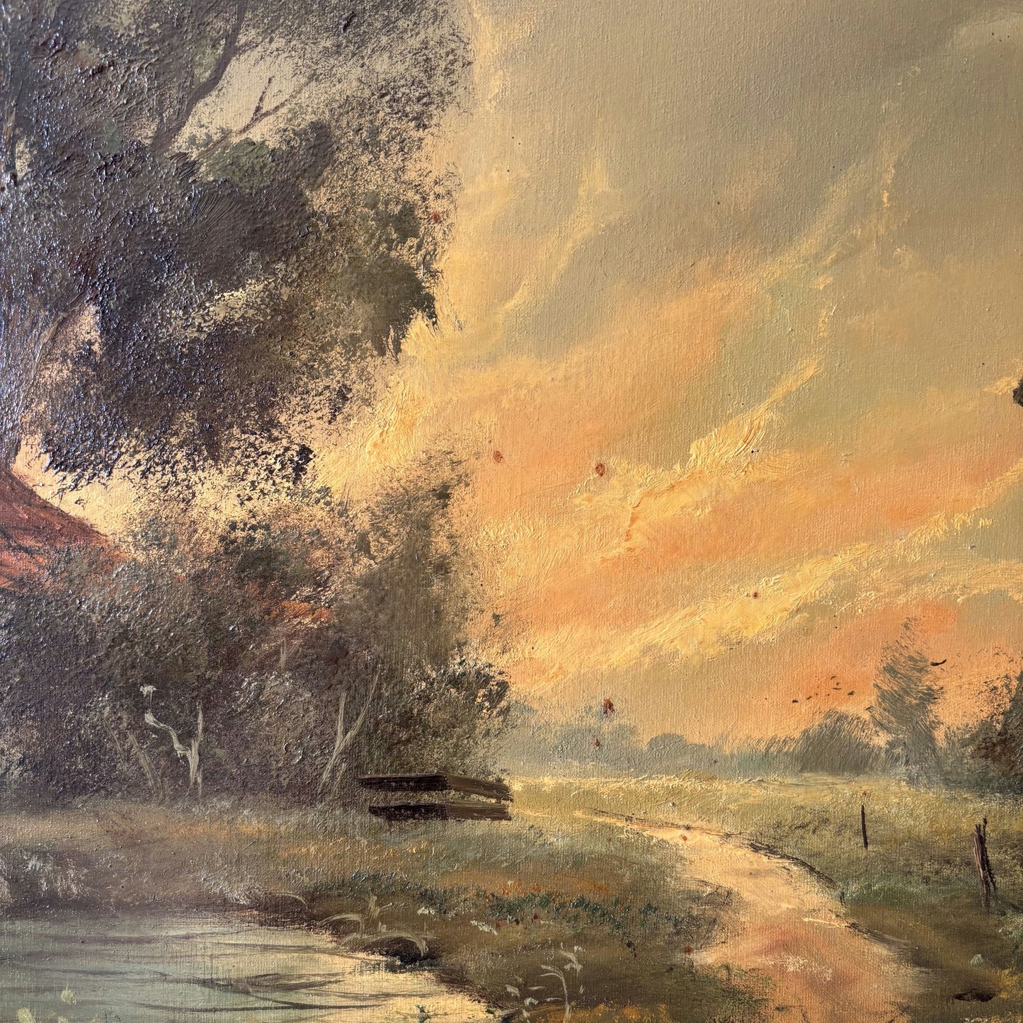 Striking Landscape Oil Painting "Windmill Path" Classic Large Artwork