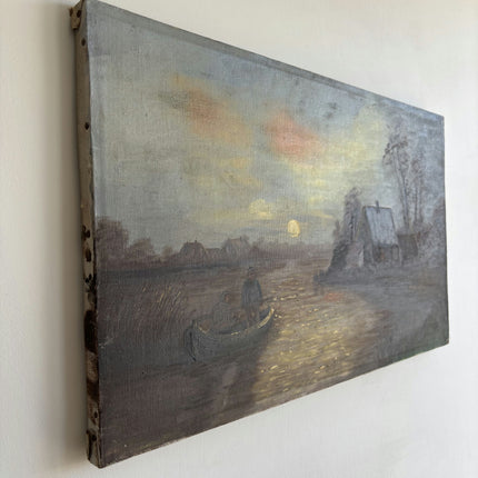 Expressive Landscape Oil Painting "Fishing Boat" Timeless Artwork Holland Art Shop