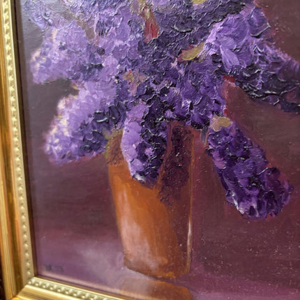 Original Floral Still Life Oil Painting "Purple Bouquet" Detailed Small Artwork Holland Art Shop