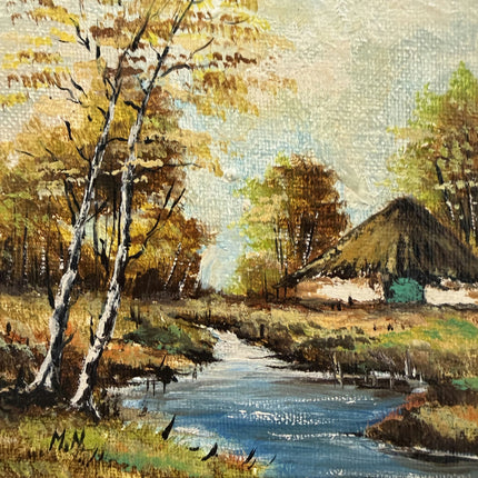 Detailed Landscape Oil Painting "Wooden Frame" Authentic Small Artwork Holland Art Shop
