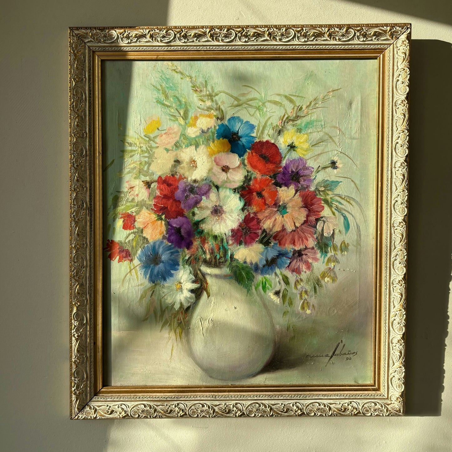 Classic Floral Still Life Oil Painting "Floral Arrangement" Medium Art
