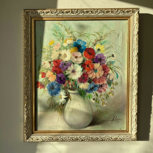 Classic Floral Still Life Oil Painting "Floral Arrangement" Medium Art