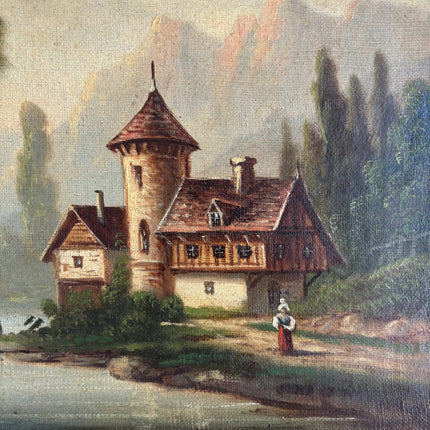 19th Century Antique Landscape Oil Painting "Gilded Frame" Small Art Holland Art Shop