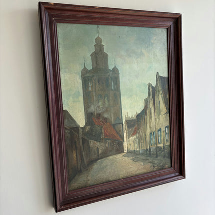 Classic Cityscape Oil Painting "Tall Tower" Refined Large Artwork Holland Art Shop