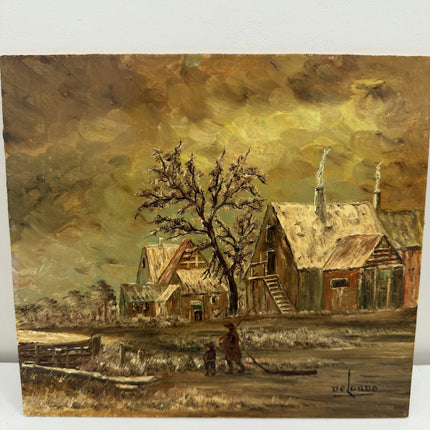 Detailed Winter Landscape Oil Painting "Thick Paint" Traditional Small Art Holland Art Shop