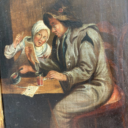 Refined Figurative Oil Painting "Seated Couple" Vintage Art Holland Art Shop