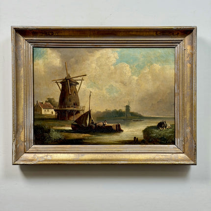 19th Century Antique Animals Oil Painting "Grazing Cow" Artwork Holland Art Shop