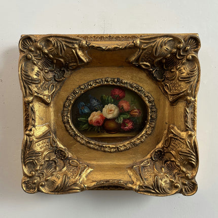 Traditional Floral Still Life Oil Painting "Gilded Frame" Refined Small Artwork Holland Art Shop