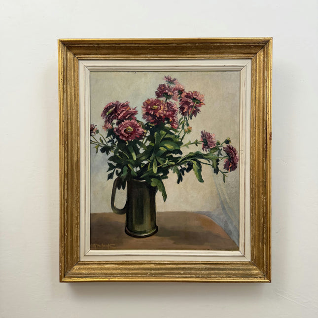 Timeless Floral Still Life Oil Painting "Pink Flowers" Handcrafted Large Art Holland Art Shop