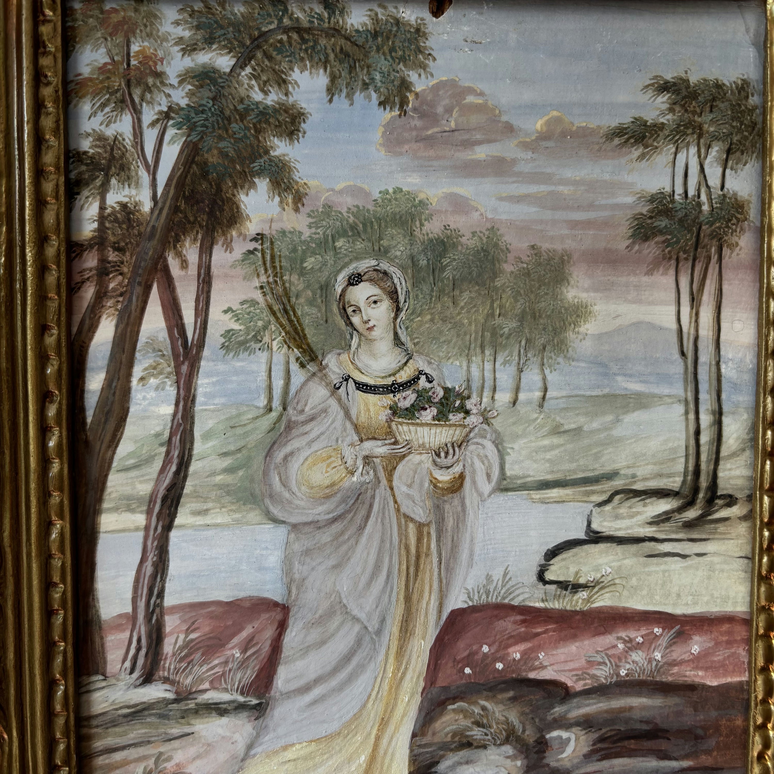 19th Century Antique Portrait Egg Tempera 