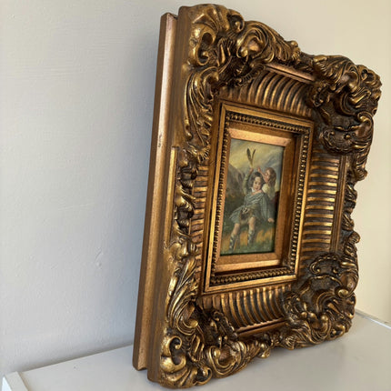 Marvelous Oil Painting Portrait "Childhood Playtime" Antique Medium Artwork Holland Art Shop