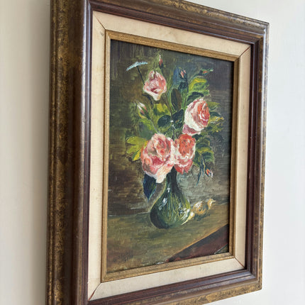 Original Floral Still Life Oil Painting "Rose Vase" Authentic Artwork Holland Art Shop