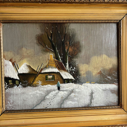 Authentic Winter Landscape Oil Painting "Gold Frame" Expressive Artwork Holland Art Shop