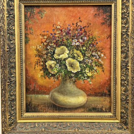 Elegant Scenery Oil Painting "Flower Vase" Vintage Small Art Holland Art Shop