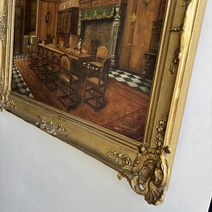 Rustic Interior Oil Painting "Gilded Frame" Original Belgique Artwork Holland Art Shop