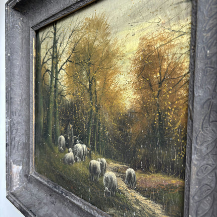 Vintage Animals Oil Painting "Grazing Sheep" Elegant Artwork Holland Art Shop