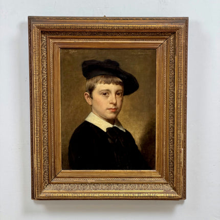 Petrus van Havermaet 1884 Antique Portrait Oil Painting of "René Hendrikx" Artwork Holland Art Shop