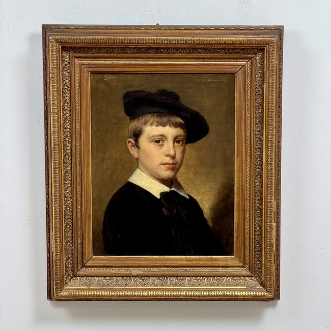 Petrus van Havermaet 1884 Antique Portrait Oil Painting of "René Hendrikx" Artwork Holland Art Shop