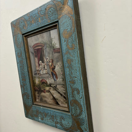 Detailed Figurative Oil Painting "Turquoise Frame" Timeless Small Art Holland Art Shop