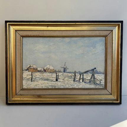 Expressive Winter Landscape Oil Painting "Snow Fence" Detailed Art Holland Art Shop