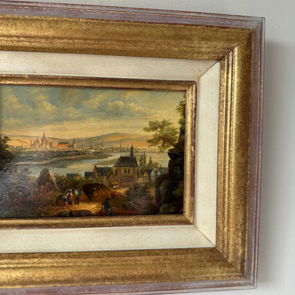 Authentic Oil Painting Scenery "River View" Antique Small Artwork Holland Art Shop