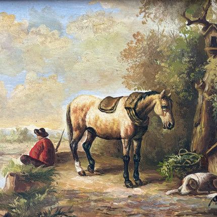 19th Century Oil Painting Figurative "Saddle Horse" French Artwork Holland Art Shop