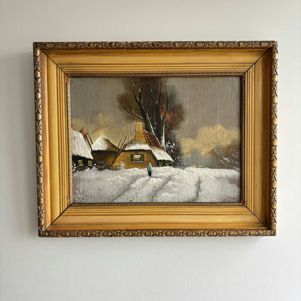 Authentic Winter Landscape Oil Painting "Gold Frame" Expressive Artwork Holland Art Shop