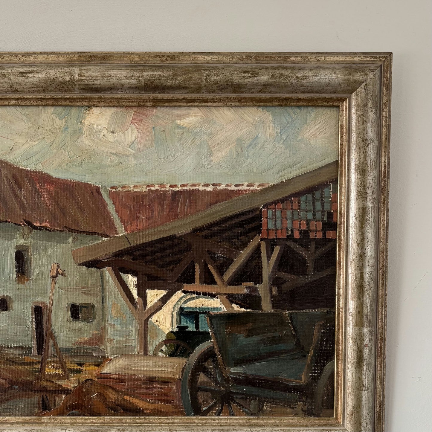 Classic Oil Painting Cityscape "Farmhouse Structure" Remarkable Medium Art