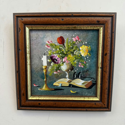 Authentic Still Life Oil Painting "Open Book" Traditional Small Artwork Holland Art Shop