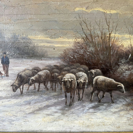 Antique Animals Oil Painting "Grazing Sheep" Rustic Art Holland Art Shop