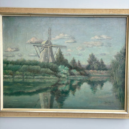 Vintage Landscape Oil Painting "Windmill Structure" Timeless Art Holland Art Shop