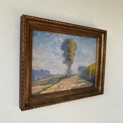 1922 Antique Interior Oil Painting "Tall Trees" Small Art Holland Art Shop