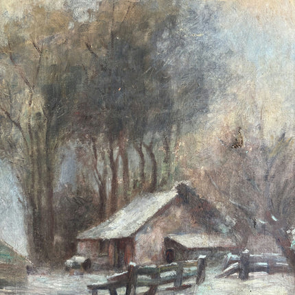 Vintage Winter Landscape Oil Painting "Snowy Barn" Elegant Art Holland Art Shop