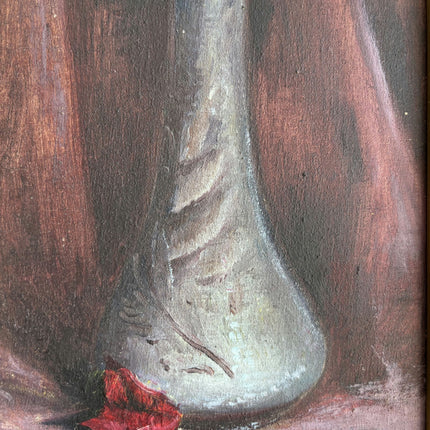 Traditional Floral Still Life Oil Painting "Single Rose" Vintage French  Artwork Holland Art Shop