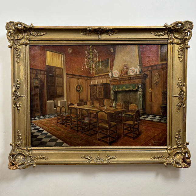 Elegant Interior Oil Painting "Dining Table" Handcrafted Large Artwork Holland Art Shop
