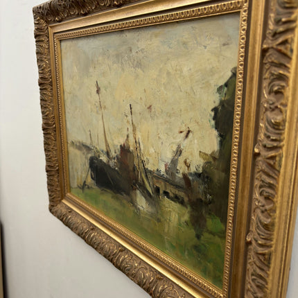 Handcrafted Harbor Scene Oil Painting "Sailing Boats" Refined Belgique Artwork Holland Art Shop