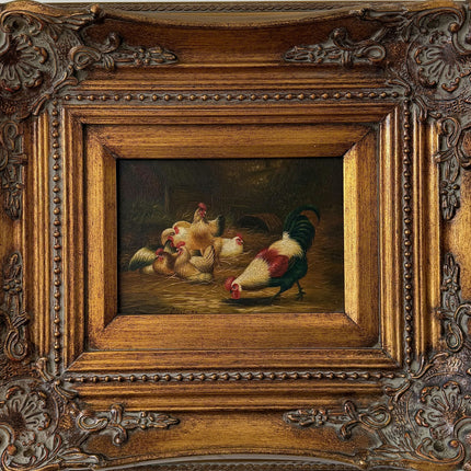 Wonderful Oil Painting Animals "Colorful Rooster" Authentic Small Artwork Holland Art Shop