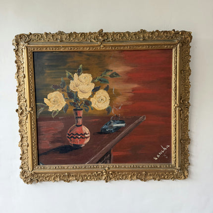 Elegant Still Life Oil Painting "Canvas Backing" Vintage Art Holland Art Shop