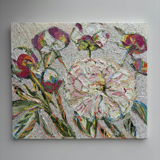 Timeless Floral Still Life Oil Painting "Peony Blooms" Detailed Artwork Holland Art Shop