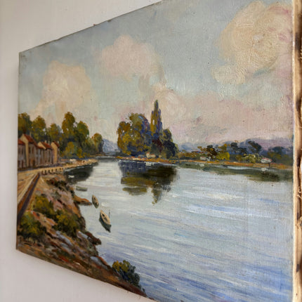Traditional Landscape Oil Painting "Tall Cypress" Handcrafted Small Artwork Holland Art Shop