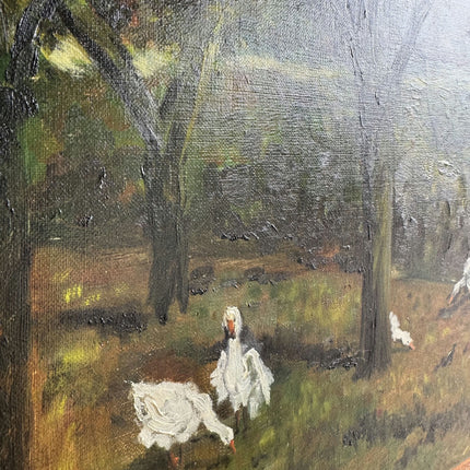Original Animals Oil Painting "White Geese" Detailed Art Holland Art Shop