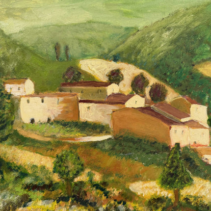Elegant Landscape Oil Painting "Hillside Village" Traditional Art Holland Art Shop