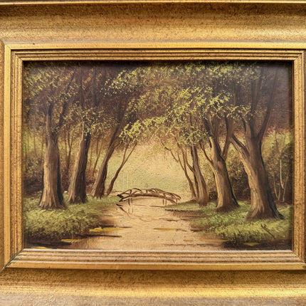 Elegant Landscape Oil Painting "Wooden Bridge" Refined Small Art Holland Art Shop